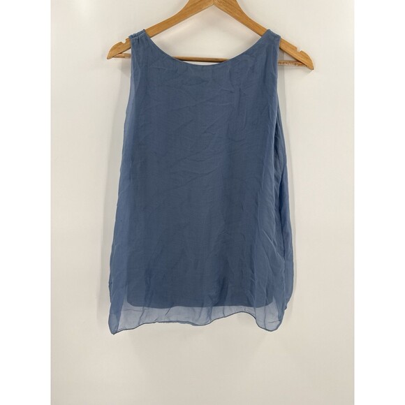 Pura Seta Blue Silk Flowy Sleeveless Tank Tunic Measures Small See Description - Picture 7 of 8